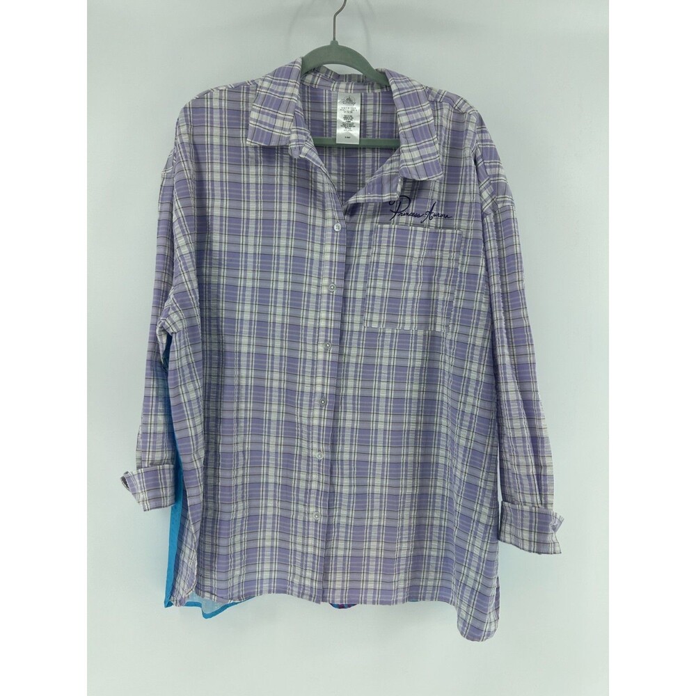 Disney Parks Sleeping Beauty Plaid Button Down Shirt Women's 1XL Walt Disney